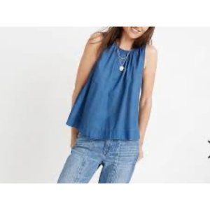 Madewell Riverbank Chambray Flowy Top Lightweight Blue Color Sz XXS